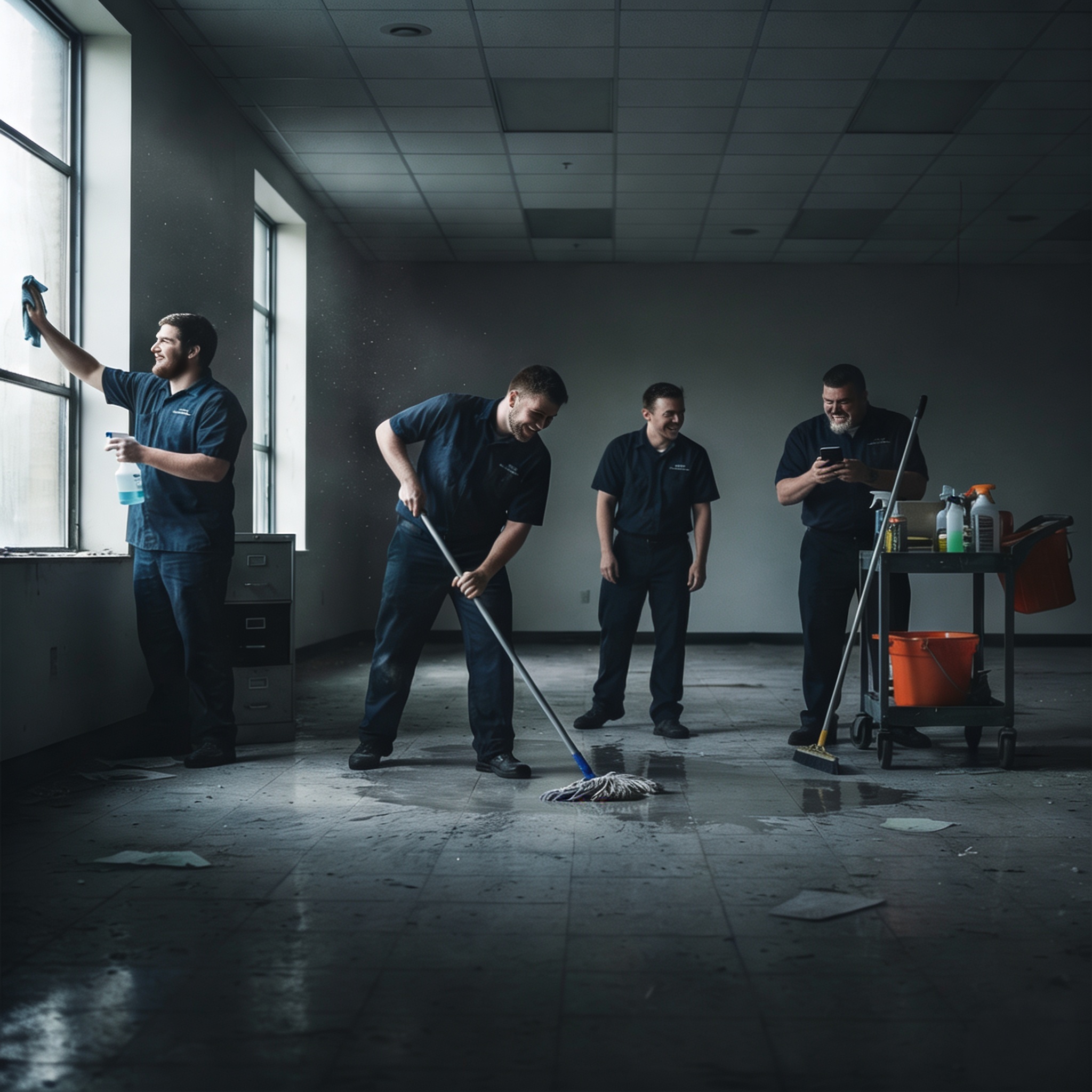 Cleaning team at work