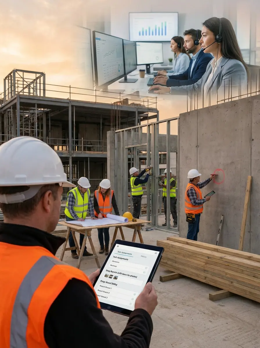 Cloud-based construction project tracking software showing live site progress
