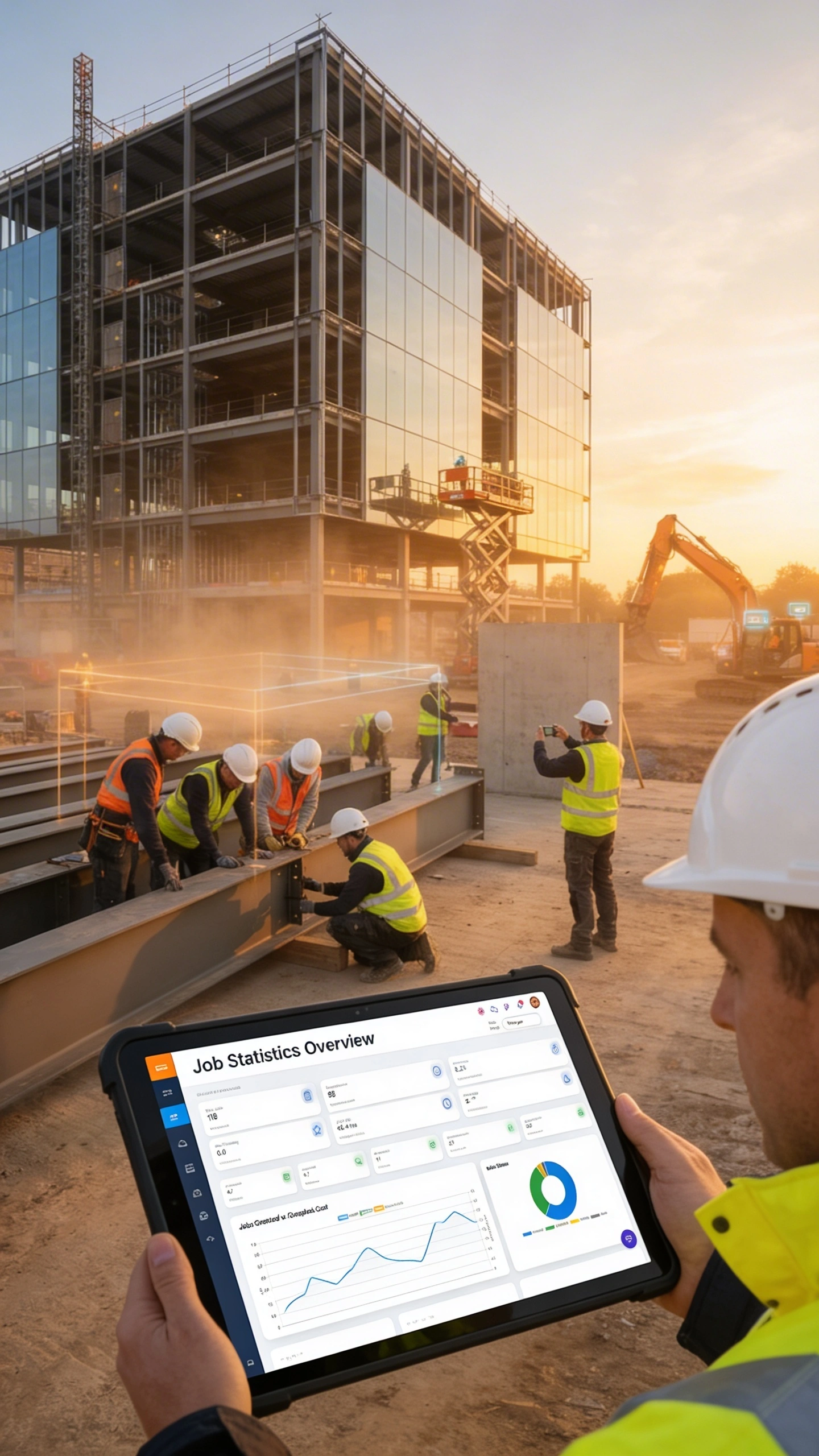 Construction project management software dashboard for coordinated site teams