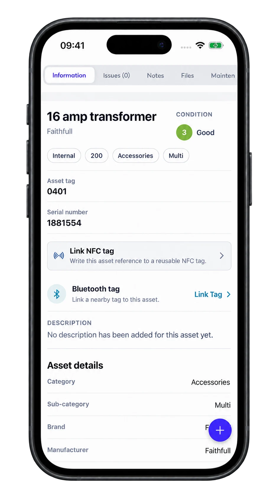 Demo equipment details in the Intrflex mobile app
